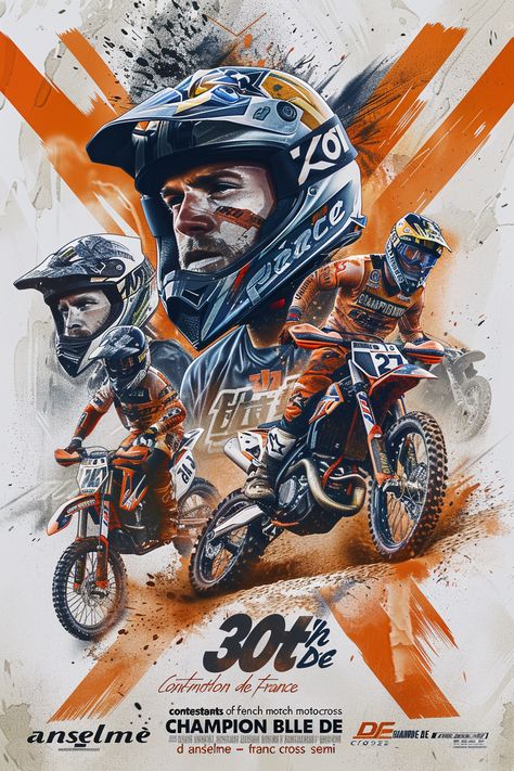 #FrenchMotocross #EventPoster #DirtBikeRacing #VibrantDesign #MotocrossCompetition #TheCandie Motorcycle Event Poster, Motocross Design Graphics, Motorbike Poster Design, Motocross Poster Design, Motorcycle Racing Aesthetic, Bike Poster Design, Motocross Poster, Sports Poster Design, Inspirational Digital Art