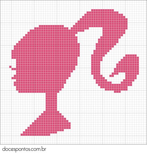 Found on docespontos.com.br Nerd Crafts, Melty Bead Patterns, Barbie Logo, Beads Pattern, Perler Bead Templates, Cross Stitch For Kids, Stitch Cartoon, Barbie Patterns, Crochet Cross