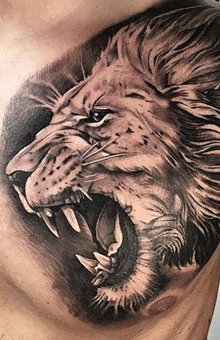 Roaring Lion Tattoo Lion Chest Tattoo, Roaring Lion Tattoo, Female Lion Tattoo, Big Cat Tattoo, Tattoos Pinterest, Lioness Tattoo, Lion Tattoo Sleeves, Lion Tattoos, Mens Lion Tattoo