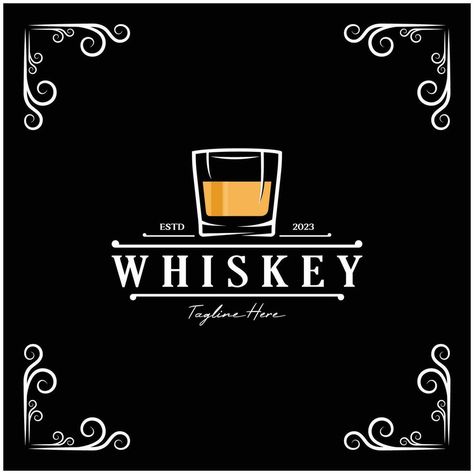 Vintage premium whiskey logo label with glass or beer. for drinks, bars, clubs, cafes, companies. Alcohol Logo, Whisky Logo, Whiskey Logo, Glass Logo, Bars And Clubs, Whiskey Glass, Logo Label, Bar Drinks, The Vintage