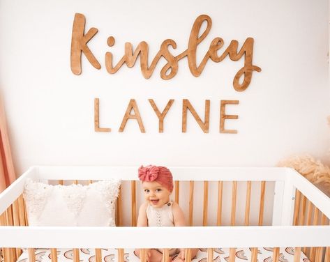 Custom Wood Name Sign for Nursery or Kids Room - First & Middle Name Script + Block Font with Optional Stained, Painted or Natural Finish. Block Font, Wood Name Sign, Wood Names, Wooden Name Signs, Middle Name, Baby Name Signs, Nursery Name, Nursery Signs