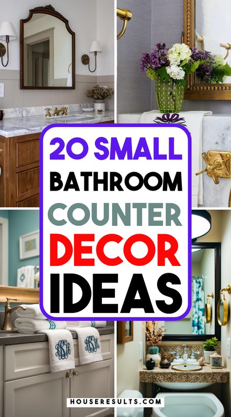 💡 Looking for ways to enhance your small bathroom counters? Explore our innovative decor ideas that combine functionality with flair. 🎭 Tap into our article for all the details and save this pin to your home improvement board! Bathroom Counter Top Decor, Small Bathroom Counter, Small Bathroom Counter Decor, Decorate A Small Bathroom, Bathroom Counter Ideas, Counter Top Decor, Counter Decor Ideas, Bathroom Counter Decor Ideas, Top Decor Ideas