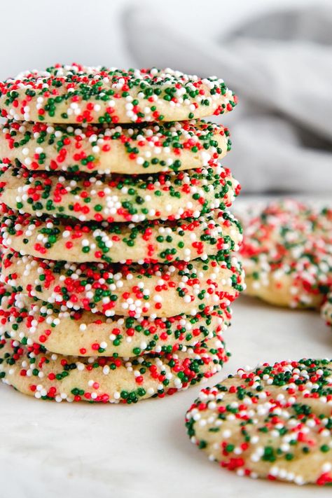 Christmas Sprinkle Cookies - Cake Me Home Tonight Sprinkle Crinkle Cookies, Christmas Confetti Cookies, Funfetti Christmas Cookies, Stacked Christmas Sprinkle Cookies, Christmas Sprinkle Sugar Cookies, Sprinkle Shortbread Cookies, Sprinkle Christmas Cookies, Sprinkle Cookies Christmas, Pillsbury Christmas Cookies