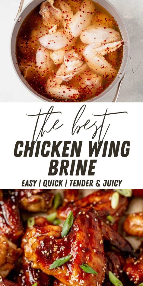 This chicken wing brine will yield the most tender and juicy chicken wings you will ever have. Brining injects flavor and moisture into wings while tenderizing them, giving you succulent, fall-off-the-bone meat. Best Grilled Chicken Wings Recipe, Chicken Wing Brine Smoked, Wing Flavor Ideas, Brine For Turkey Wings, Brining Chicken Wings, Fall Off The Bone Chicken Wings, Grilled Chicken Wing Recipes, Chicken Wing Brine Recipes, Chicken Wing Flavors Recipes