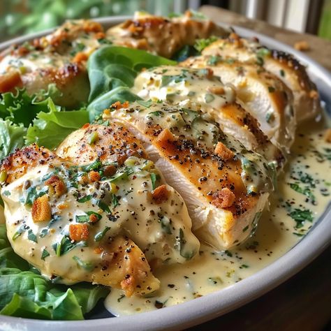 Melt-In-Your-Mouth Caesar Chicken - Baked Caesar Chicken, Caesar Chicken, Recipes Casserole, Chicken Dish, Winner Winner Chicken Dinner, Chicken Dishes Recipes, Poultry Recipes, Satisfying Food, Chicken Dinner Recipes