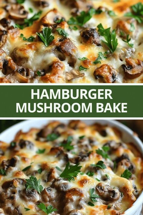 Hamburger Mushroom Bake Keto Hamburger Bake, Easy Hamburger Recipes Healthy, Mushroom Soup Hamburger Recipes, Low Carb Meal With Hamburger Meat, Ground Meat And Mushroom Recipes, Hamburger Mushroom Casserole Recipes, Keto Hamburger Mushroom Bake, Ground Beef Mushroom Casserole, Main Dishes With Mushrooms