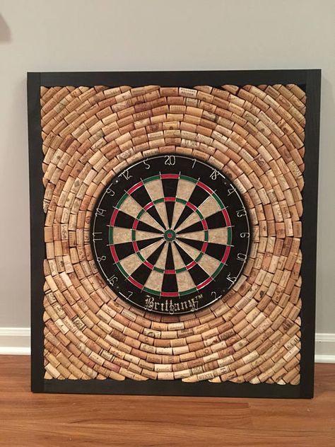 Wine Cork Dart Board, Cork Dart Board, Dartboard Backer, Cork Dartboard, Dart Board Backboard, Basement Game Room, Dart Board Wall, Dart Design, Basement Games