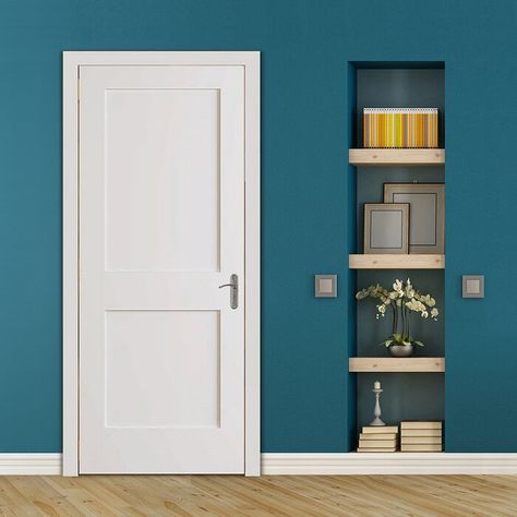 White Interior Door, Shaker Interior, Paint Shakers, Internal Wooden Doors, Elegant Doors, Shaker Doors, Contrasting Trim, White Doors, Bedroom Doors