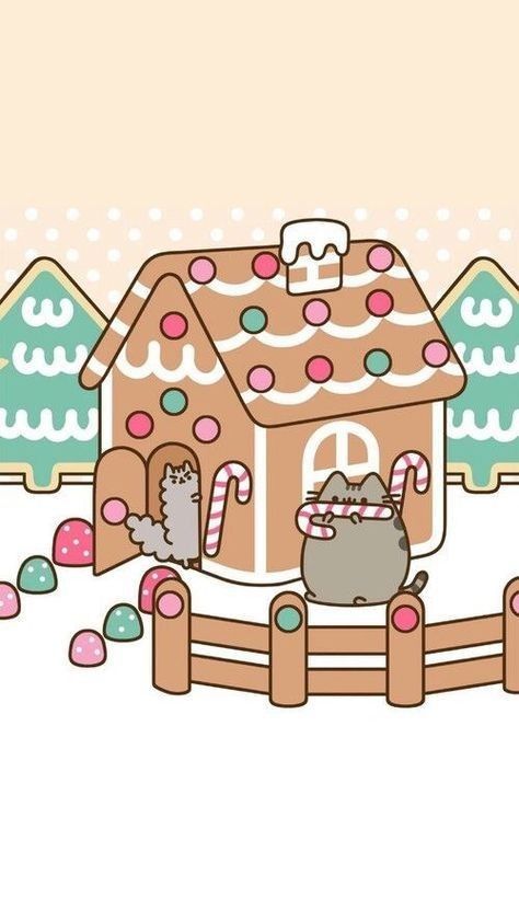 Pusheen Christmas, Christmas Background Iphone, Pusheen Cute, Cat Background, Cat Kawaii, Xmas Wallpaper, Pusheen Cat, Cute Christmas Wallpaper, Christmas Phone Wallpaper