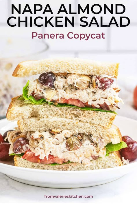 Napa Chicken Salad, Chicken Salad Recipe With Almonds, Almond Chicken Salad, Panera Recipes, Salad Sandwich Recipe, Chicken Salad Sandwich Recipe, Delicious Chicken Salad, Almond Chicken, Chicken Salad Recipe