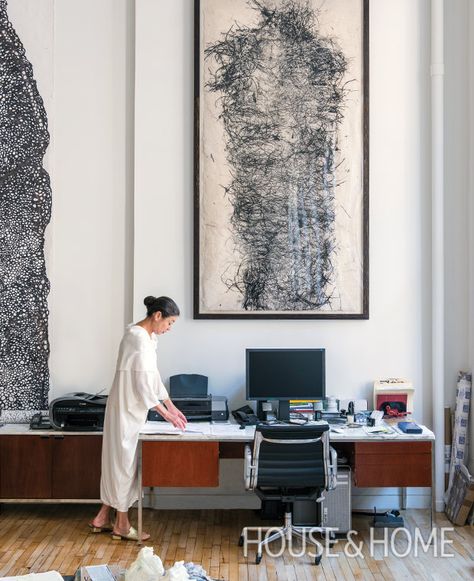 Michele Oka Doner Home, Shop With Caroline, Michele Oka Doner, Desk Redo, Office Space Decor, Inspiring Homes, Nyc Loft, Mid Century Modern Desk, Ghost House