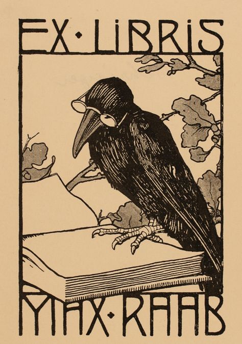 Artist unknown, Art-exlibris.net Illustrations Simple, Bookplate Design, Raven Art, Crows Ravens, Book Stamp, Ex Libris, Kraken, Book Plates, Ravens