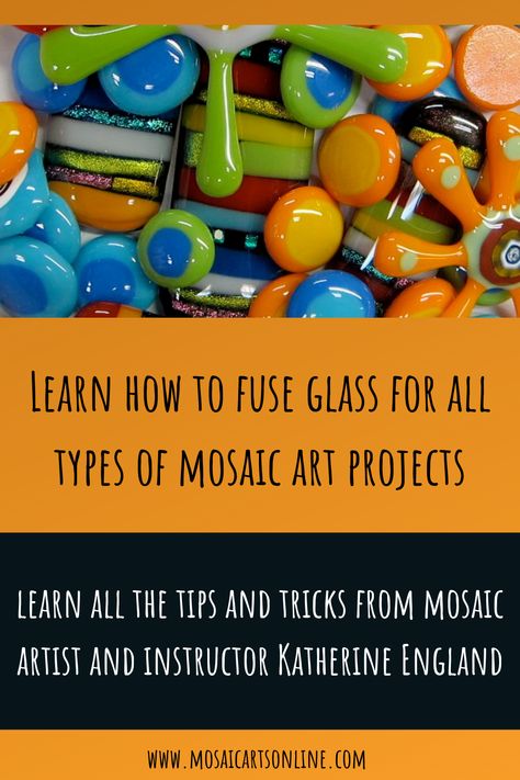 This course is an overview of pieces that can be created by fusing glass. Katherine shows how to use glass for fusing; create simple projects by layering glass on top of glass before moving them safely into the kiln; fusing: tack, slump, and full; program a table top kiln, dichroic glass in fusing plus a bonus section referred to as “pony tricks”. This is strictly a course describing how to use the proper glass for fusing, and how to create successful fusings of all different shapes and sizes. Microwave Glass Fusing, How To Fuse Glass At Home, Glass Fusing Projects For Beginners, Glass Fusing Ideas, How To Makw, Mosaics Ideas, Microwave Kiln, Slumped Glass, Simple Projects