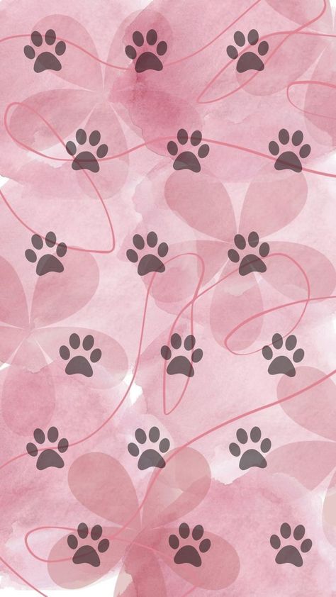 Aesthetic Wallpaper Dog Cute, Dog Pink Background, Pink Wolf Wallpaper, Pink Paws Wallpaper, Paw Print Background Wallpapers, Paws Wallpaper Aesthetic, Paw Prints Wallpapers, Cute Dog Backgrounds, Dog Paw Wallpaper Aesthetic