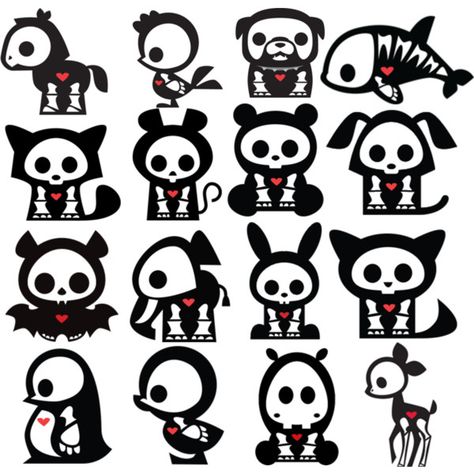 Kawaii Skeleton, Skeleton Animals, Skeleton Drawings, Den Mrtvých, Felt Crafts Diy, Hello Kitty Cartoon, Minimalist Tattoos, Diy Tattoo, Cute Animal Drawings Kawaii