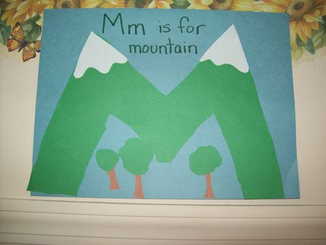 Letter M Crafts - Preschool Crafts Handwriting Crafts, Letter M Preschool, Preschool Letter M, Mountain Craft, Letter M Crafts, Letter M Activities, Numbers Activities, Preschool Letter Crafts, Letter Learning