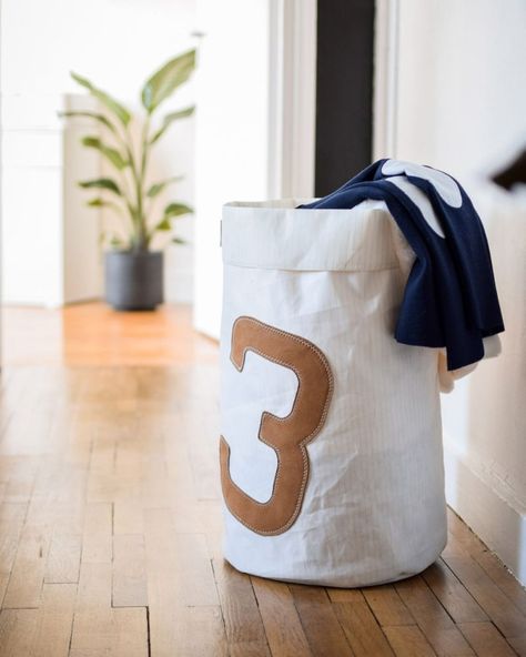 Laundry basket · Camel recyclé | 727 Sailbags USA Recycled Sails, Nautical Cushions, Recycled Sailcloth, Sailing Outfit, New Uses, Neat And Tidy, Nautical Decor, Decor Items, By The Sea