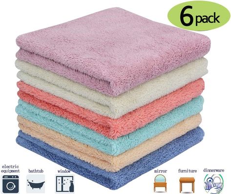 AmazonSmile: Microfiber Cleaning Cloth Dust Rag Dust Cloths Cleaning Towels Multi-Functional Washable Reusable Household Cleaning Cloths for House Furniture Table Kitchen Dish Window Glasses (6 Colors)12X12in: Home & Kitchen Kitchen Wipes, Cleaning Towels, Professional House Cleaning, Cleaning Rags, Cleaning Cloths, Clean Towels, Microfiber Cleaning Cloths, House Furniture, Clean Microfiber