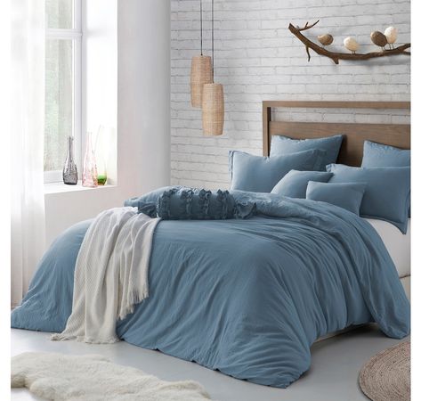 Snuggle up to the warmth and softness of this microfibre duvet cover set!  • Composition: 115 GSM microfibre; prewashed; 100% polyester; embrodiery on shams • Dimensions (duvet cover): 68"L x 90"W (twin); 90"L x 92"W (queen); 106"L x 92"W (king) • Dimensions (sham): 20"L x 26"W (twin, double/queen); 20"L x 36"W (king) • Weight: 2.64 lbs (twin); 3.61 lbs (double/queen); 4.27 lbs (king) • Care: machine washable; see care label on product for laundering instructions • Country of origin: Cambodia  I Bedroom Addition, Twin Xl Duvet Covers, Space Furniture, Twin Duvet, King Duvet, King Duvet Cover, Queen Duvet, Beautiful Bedrooms, Queen Duvet Covers