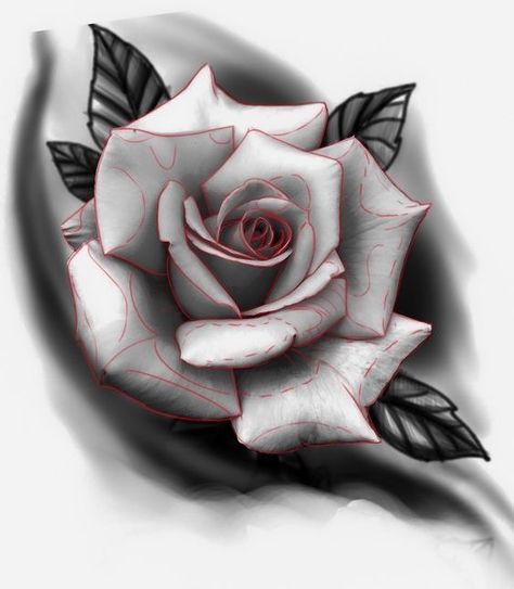 Dark Roses Tattoo, Rose Tattoo Stencil, Realistic Rose Tattoo, Rose Flower Tattoos, Rose Drawing Tattoo, Rose Stencil, Flower Tattoo Drawings, Red Rose Tattoo, Realistic Rose