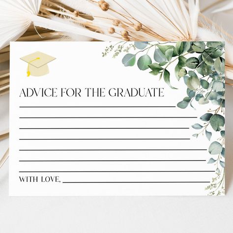 Dark Green Graduation Party, Green Gold Graduation Party, Green Graduation Party, Grad Party Inspo, Advice For The Graduate, Eucalyptus Plant, Gold Graduation Party, College Graduation Party, College Graduation Parties