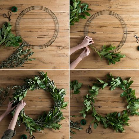 It seems like the seasons are passing so quickly! Spring is already officially here and summer is right around the corner. To celebrate the season, we decided to put a fresh greenery wreath together f Do It Yourself Decoration, Spring Greenery, Hantverk Diy, Make A Wreath, Greenery Wreath, Magnolia Homes, Deco Floral, Floral Wire, Diy Wreath