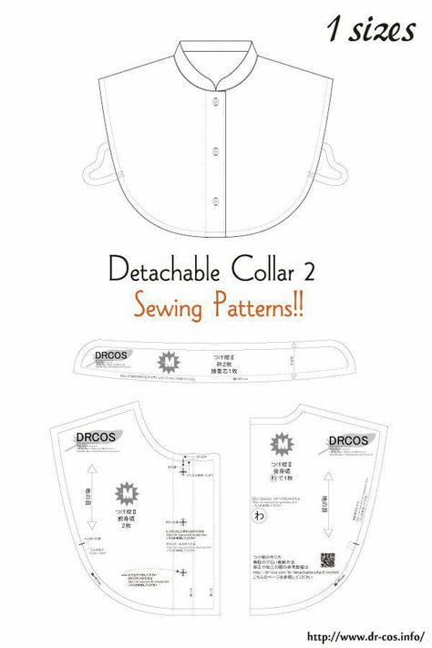 Shirt Patterns For Women, Pola Topi, Shirt Collar Pattern, Japanese Sewing Patterns, Sewing Collars, Collars Diy, Girls Dress Sewing Patterns, Free Sewing Patterns, Japanese Sewing