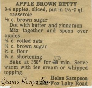 Apple Brown Betty, Spiced Fruit, Brown Betty, Grandmas Recipes, Old Fashioned Recipes, Apple Desserts, Retro Recipes, Old Recipes, Eat Dessert