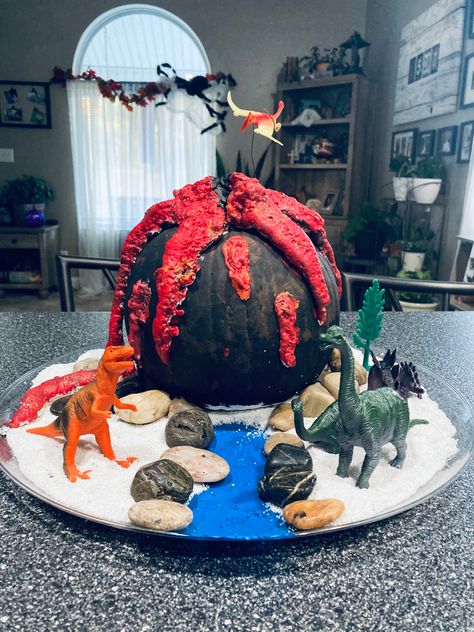 There’s a pumpkin decorating contest at work and I made this gem 😂 Volcano Pumpkin, Creative Pumpkin Decorating, Contest Ideas, Halloween Camping, Pumpkin Decorating Contest, No Carve Pumpkin Decorating, Pumpkin Contest, Scary Pumpkin Carving, Pumpkin Designs