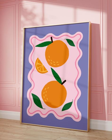 Colourful orange poster is now available in our store. Link in bio 🍊 #wallart#print#homedecor#trendy Orange Graphic Design Poster, Painting Of An Orange, Easy Colourful Paintings, Painting Ideas Orange, Oranges Illustration, Colourful Posters, Acrylic Poster, Orange Poster, Canvas Art Painting Abstract