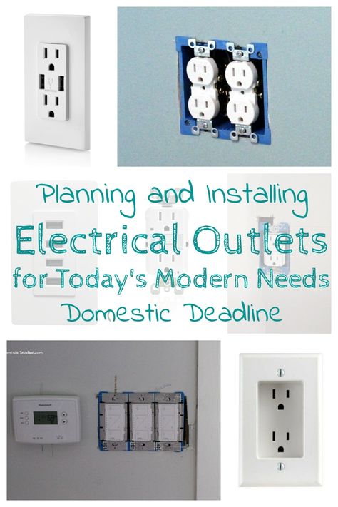 Planning and Installing Electrical Outlets in a Kitchen Renovation – Domestic Deadline - One of the most important parts of planning a kitchen is the placement of electrical outlets. How we planned, wired, and installed outlets in our kitchen Installing Electrical Outlet, Kitchen Outlets, Home Building Tips, Beautiful Kitchen Designs, Deco Furniture, Kitchen Remodeling Projects, Electrical Outlets, Kitchen Remodeling, Remodeling Projects