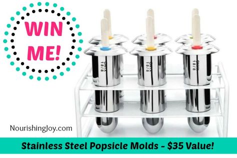 Win a STAINLESS STEEL popsicle mold - a $35 value! A fun, classy, non-toxic way to serve up your favorite treats through the summer | NourishingJoy.com Ice Pop Molds, Homemade Popsicles, Ice Blocks, Ice Pop, Popsicle Molds, Pop Cans, Popsicle Recipes, Ice Pops, Frozen Treats