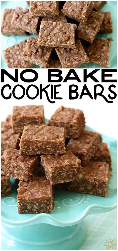 No Bake Cookie Bars recipe is a quick variation on THE BEST no bake cookies recipe. Made with quick oats & chocolate chips, these no bake oatmeal cookies couldn't be tastier! via @buttergirls No Bake Cookie Bars, The Best No Bake Cookies, Dessert Oats, No Bake Oatmeal Cookies, No Bake Cookies Recipe, No Bake Oatmeal, Best No Bake Cookies, Bake Oatmeal, Avocado Cake