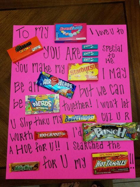 To Victor: My love! Valentine’s Day Poster Ideas, Valentines Day Poster Board Ideas, Sweetest Day Ideas For Him, Candy Board Ideas, Candy Messages, Homemade Birthday Gifts, Candy Board, Candy Poster, Cute Birthday Ideas