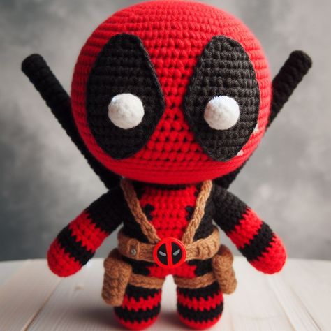 Adorable Crochet Ideas, Free Deadpool Crochet Pattern, Superhero Crochet Patterns Free, M&m Crochet Pattern, Deadpool A Crochet Patron Gratis, Crochet Gifts For Gamers, Crochet Deadpool Pattern Free, Deadpool Crochet Pattern Free, Fortnite Crochet