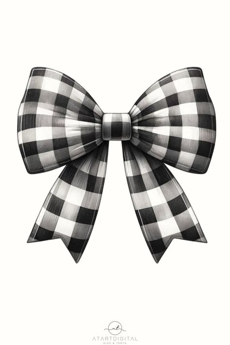 Black Coquette, Bow Drawing, Christmas Buffalo Plaid, Emoji Stickers Iphone, Bow Wallpaper, Black Stickers, Plaid Bow, Coquette Bow, Black Christmas