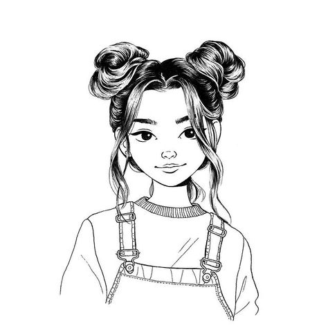 Arts • Instagram Cute Pictures To Draw, Pop Art Drawing, Space Buns, Art Et Illustration, Girls Cartoon Art, How To Draw Hair, Anime Sketch, Cartoon Art Styles