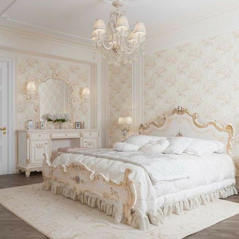 Luxury Queen Bed, Royal Bedroom, Stylish Bedroom Decor, Classy Bedroom, Casa Country, Casa Vintage, Bedroom Design Ideas, Girl Bedroom Designs, Classic Bedroom