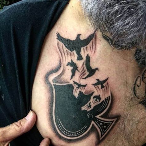 Top 71 Best Ace of Spades Tattoo Ideas - [2020 Inspiration Guide] Playing Card Tattoos For Men, Spade Symbol Tattoo, Spade Tattoo Men, Spade Tattoo For Women, Ace Of Spades Tattoo Men, Spade Tattoo Design, Ace Spade Tattoo, Tattoo Ace Of Spades, Flying Tattoo Ideas