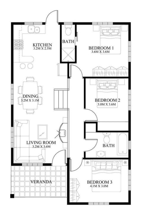 House Plans 2 Storey, House Layout Design, Farmhouse Layout, Small Floor Plans, Small House Layout, House Plans One Story, Home Design Floor Plans, House Layout Plans, House Bedroom