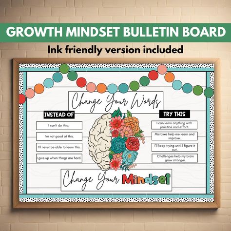 🌱 Cultivate a Growth Mindset in Your Classroom with Our Growth Mindset Bulletin Board Kit! 🌟 🌱 **Growth Mindset Bulletin Board Kit Features and Benefits - **Empower Students Inspire your students to develop a growth mindset with our engaging bulletin board kit. Encourage them to embrace challenges, persevere through obstacles, and celebrate their progress. - **Easy to Use Our printable PDF document includes everything you need to create a vibrant growth mindset bulletin board, including borders, lettering, decorative banners, and graphics. Simply print, cut out each element, and assemble on your bulletin board for an instant motivational display. - **High-Quality Images Enjoy crisp and clear images that make your bulletin board stand out. Our kit features colorful and engaging designs t Growth Mind Set Bulletin Board Ideas, Executive Function Bulletin Board, Growth Mindset Bulletin Board Elementary, Goal Bulletin Board Ideas, Smart Goals Bulletin Board, Bulletin Board Growth Mindset, Social Emotional Classroom, Bulletin Board Borders Printable, Goals Bulletin Board