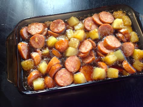 Kielbasa Pineapple and Brown Sugar Bake | Life Is Sweet As A Peach Kielbasa And Pineapple, Kielbasa Pineapple, Pineapple Bake, Kielbasa Recipes, Sweet As A Peach, Pineapple Recipes, Recipe Vegetarian, Life Is Sweet, Kielbasa