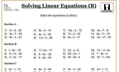 Year 7 Maths Worksheets Year 7 Maths Worksheets, Year 7 Maths, Algebra Equations Worksheets, Equations Worksheets, 7th Grade Math Worksheets, Math Made Easy, Solving Linear Equations, Math Exercises, Math Addition Worksheets