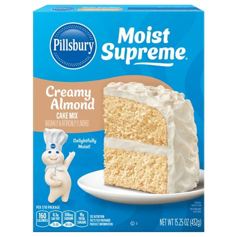 Pillsbury™ Moist Supreme® Creamy Almond Flavored Cake Mix - Pillsbury Baking Louisiana Crunch Cake, Funfetti Cake Mix, Chocolate Cake Pops, Chocolate Slice, Crunch Cake, Moist Cake, Baking Kit, Almond Cake, Almond Flavor