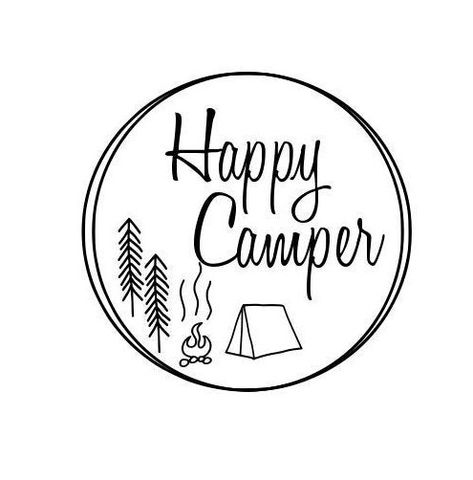 Happy Camper Embroidery, Outdoor Doodles, Camping Silhouette, Camper Clipart, Happy Camper Sign, Summer Names, Happy Camper Svg, Happy Camper Shirt, Camper Svg