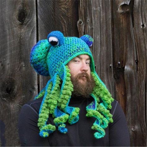 Squid Hat, Octopus Head, Octopus Knitting, Funny Octopus, Octopus Costume, Octopus Hat, Octopus Squid, Pot Belly, Designer Beanies