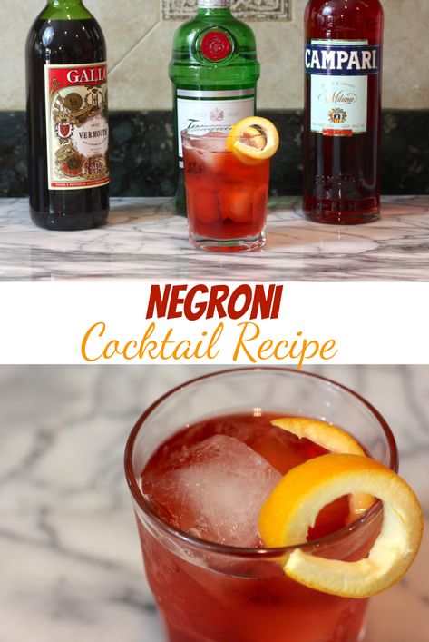 How to make a Negroni cocktail recipe! An easy alcoholic drinks recipe! Only 3 ingredients! Alcoholic Drinks Recipes, Non Alcoholic Mulled Wine, Negroni Cocktail Recipe, Gin Drink Recipes, Negroni Recipe, Easy Alcoholic Drinks, Negroni Cocktail, Drinks Recipe, Punch Drinks