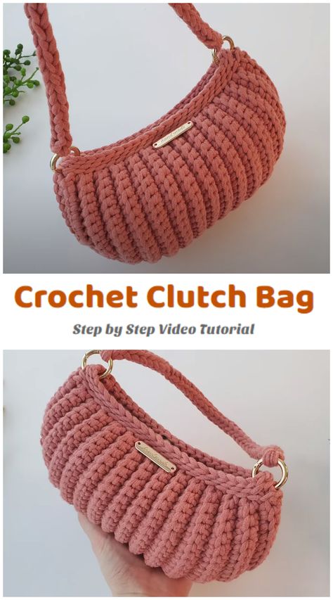 Projek Mengait, Corak Krusye, Clutch Bag Tutorial, Modern Haken, Purse Patterns Free, Beau Crochet, Crochet Clutch Bags, Crochet Purse Pattern Free, Crochet Bag Tutorials