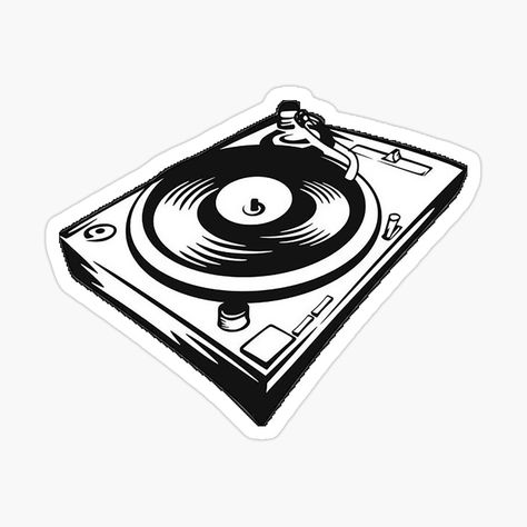 Get my art printed on awesome products. Support me at Redbubble #RBandME: https://www.redbubble.com/i/sticker/DJ-record-black-and-white-by-Sdch-Shop/93579350.EJUG5?asc=u Dj Sticker, Dj Record, 90s Design, Black And White Stickers, Music Design, By Max, Retro 90s, Awesome Products, Dj