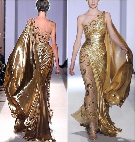 Zuhair Murad Haute Couture, Evening Dresses Uk, Goddess Gown, Gold Evening Dresses, Golden Dress, Chique Outfits, فستان سهرة, Zuhair Murad, Glam Dresses